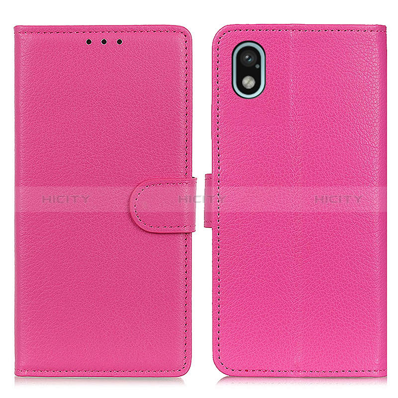 Custodia Portafoglio In Pelle Cover con Supporto A03D per Sony Xperia Ace III SO-53C Rosa Caldo