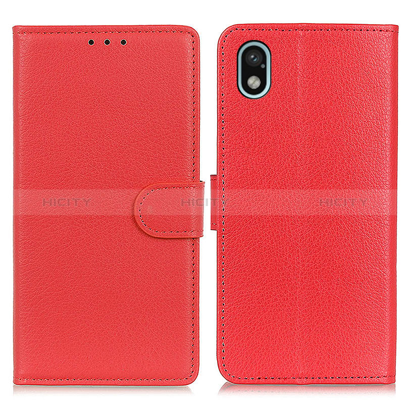 Custodia Portafoglio In Pelle Cover con Supporto A03D per Sony Xperia Ace III SO-53C Rosso