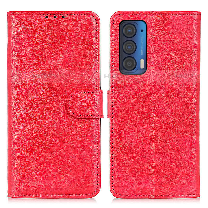 Custodia Portafoglio In Pelle Cover con Supporto A04D per Motorola Moto Edge (2021) 5G Rosso