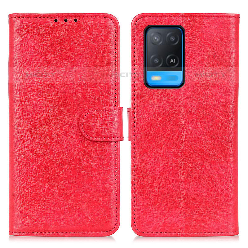 Custodia Portafoglio In Pelle Cover con Supporto A04D per Oppo A54 4G Rosso