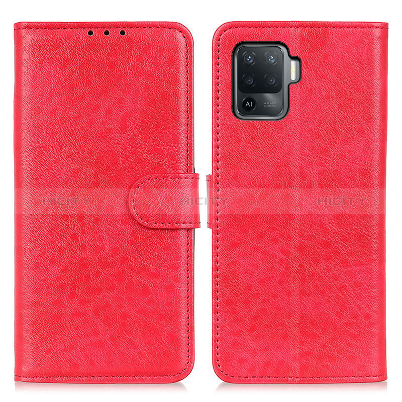 Custodia Portafoglio In Pelle Cover con Supporto A04D per Oppo Reno5 Lite Rosso