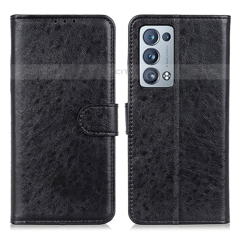 Custodia Portafoglio In Pelle Cover con Supporto A04D per Oppo Reno6 Pro+ Plus 5G Nero