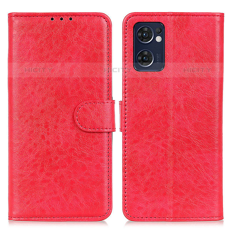 Custodia Portafoglio In Pelle Cover con Supporto A04D per Oppo Reno7 5G Rosso