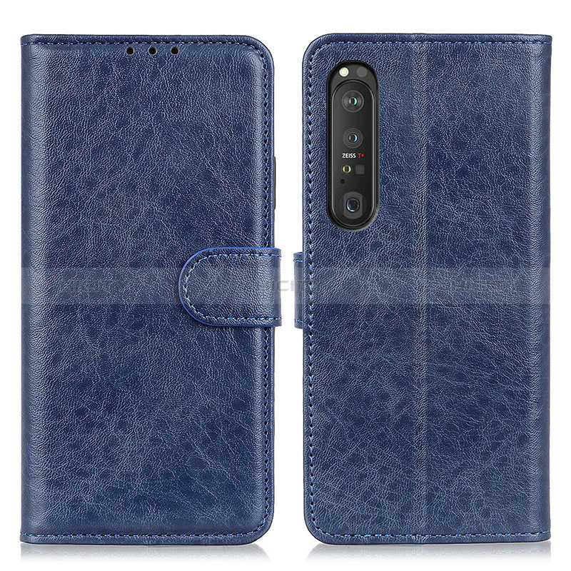 Custodia Portafoglio In Pelle Cover con Supporto A04D per Sony Xperia 1 III Blu