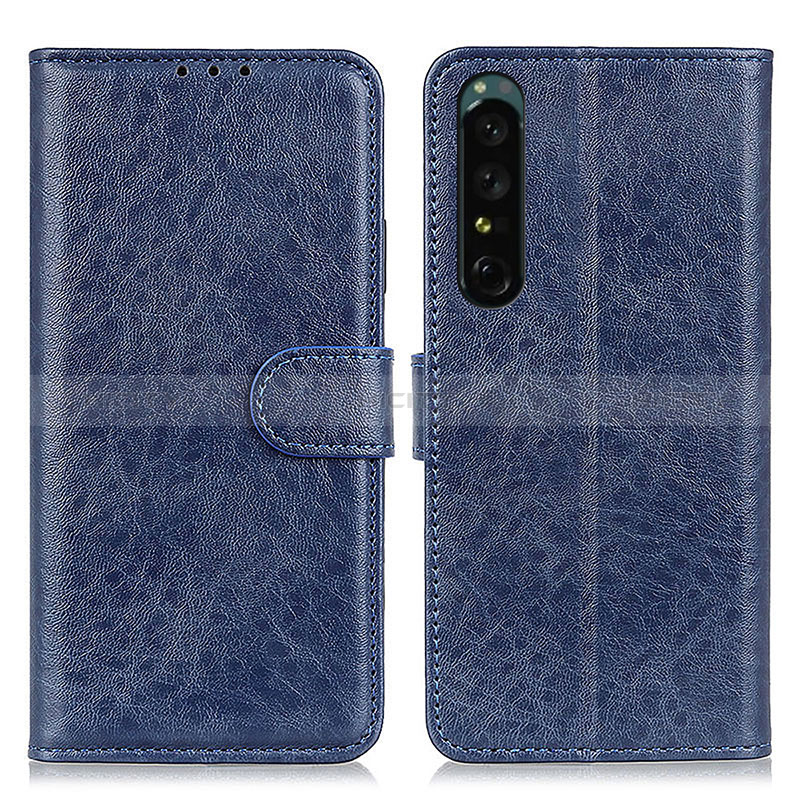 Custodia Portafoglio In Pelle Cover con Supporto A04D per Sony Xperia 1 IV Blu