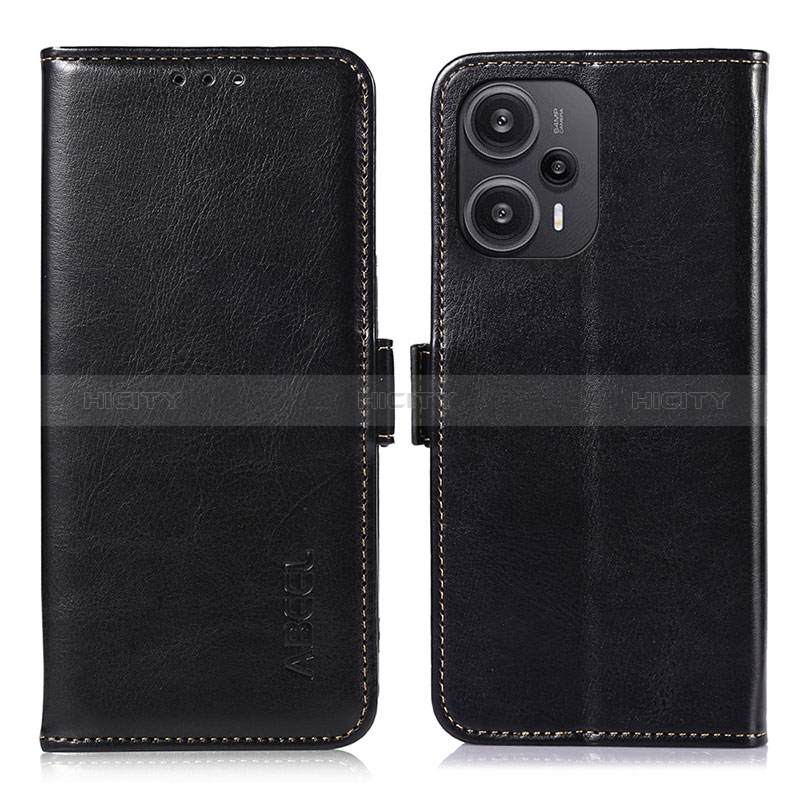 Custodia Portafoglio In Pelle Cover con Supporto A04D per Xiaomi Poco F5 5G Nero