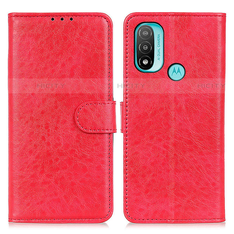 Custodia Portafoglio In Pelle Cover con Supporto A05D per Motorola Moto E20 Rosso