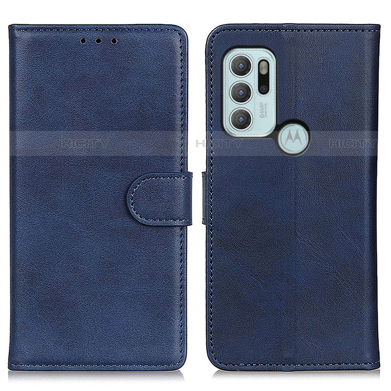 Custodia Portafoglio In Pelle Cover con Supporto A05D per Motorola Moto G60s Blu