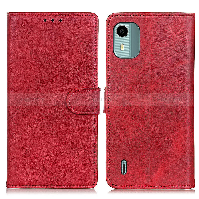 Custodia Portafoglio In Pelle Cover con Supporto A05D per Nokia C12 Plus Rosso