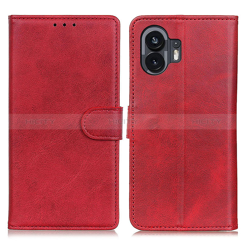 Custodia Portafoglio In Pelle Cover con Supporto A05D per Nothing Phone 2 Rosso