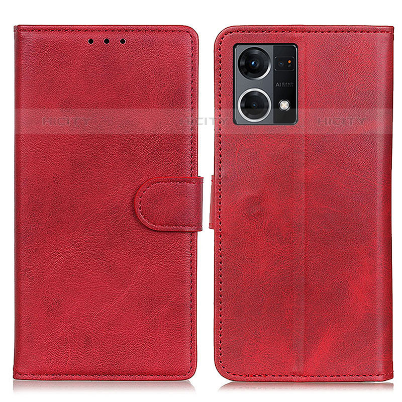 Custodia Portafoglio In Pelle Cover con Supporto A05D per Oppo Reno8 4G Rosso