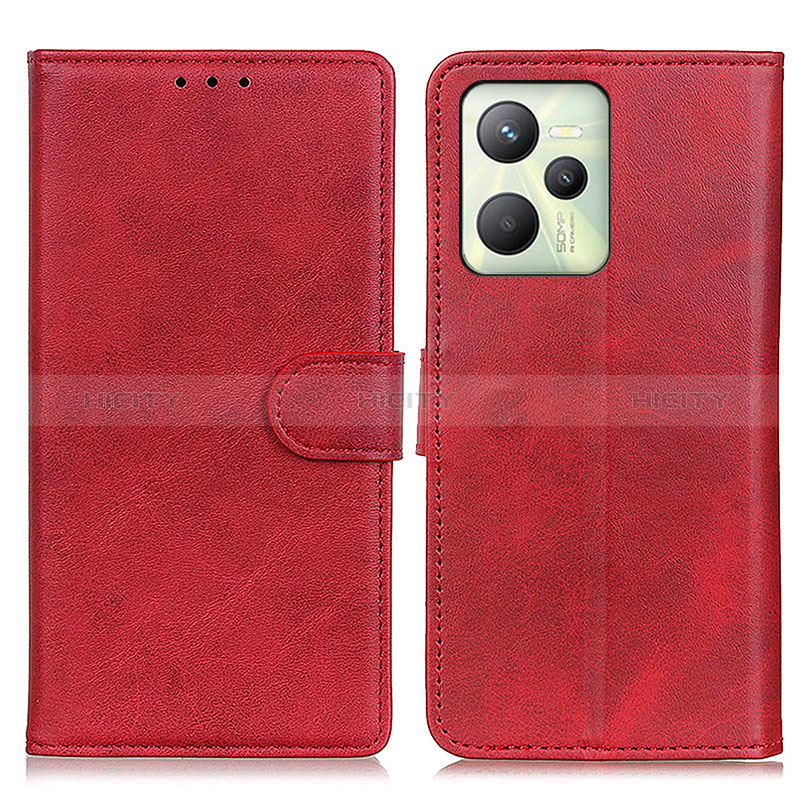 Custodia Portafoglio In Pelle Cover con Supporto A05D per Realme C35 Rosso