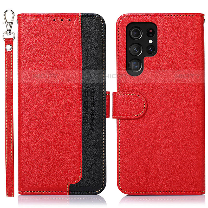 Custodia Portafoglio In Pelle Cover con Supporto A05D per Samsung Galaxy S23 Ultra 5G Rosso