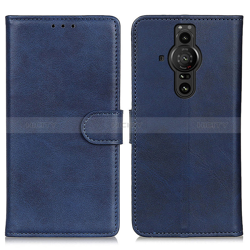 Custodia Portafoglio In Pelle Cover con Supporto A05D per Sony Xperia PRO-I Blu
