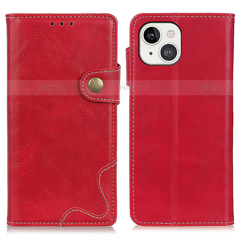 Custodia Portafoglio In Pelle Cover con Supporto A06 per Apple iPhone 13 Rosso