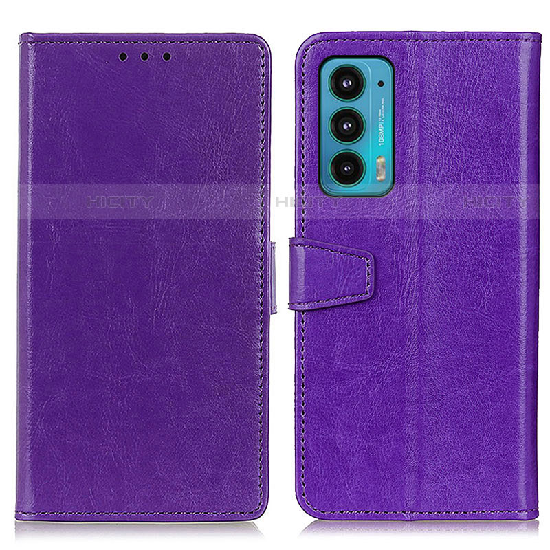 Custodia Portafoglio In Pelle Cover con Supporto A06D per Motorola Moto Edge 20 5G Viola