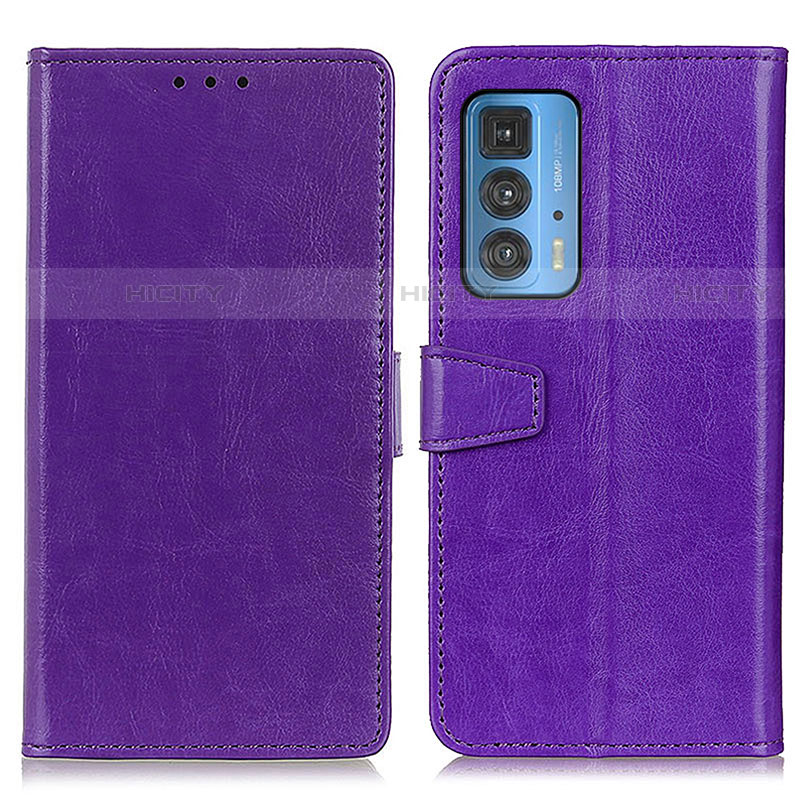 Custodia Portafoglio In Pelle Cover con Supporto A06D per Motorola Moto Edge 20 Pro 5G Viola