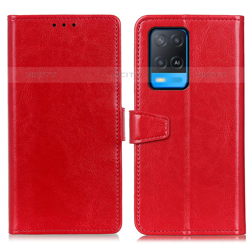 Custodia Portafoglio In Pelle Cover con Supporto A06D per Oppo A54 4G Rosso