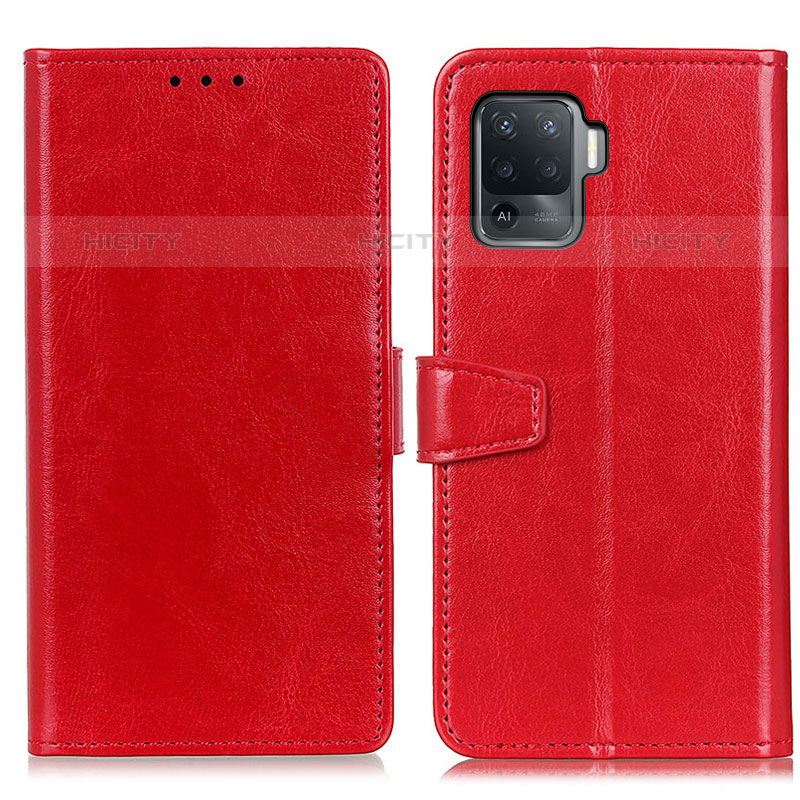 Custodia Portafoglio In Pelle Cover con Supporto A06D per Oppo Reno5 F Rosso