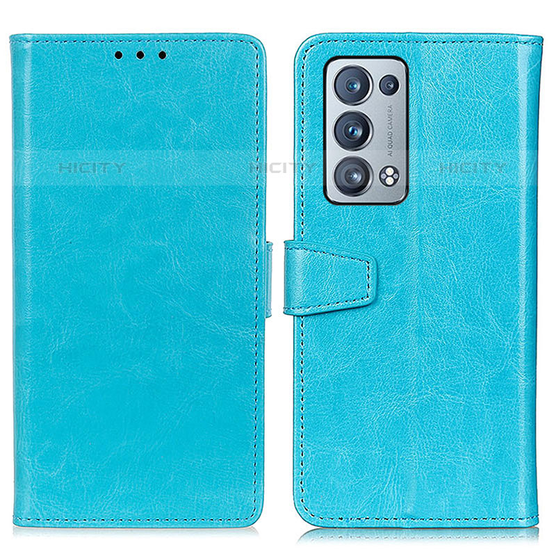 Custodia Portafoglio In Pelle Cover con Supporto A06D per Oppo Reno6 Pro 5G Cielo Blu