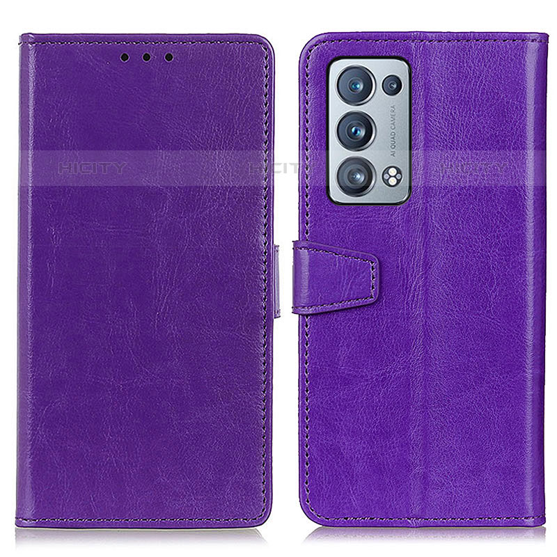 Custodia Portafoglio In Pelle Cover con Supporto A06D per Oppo Reno6 Pro 5G Viola