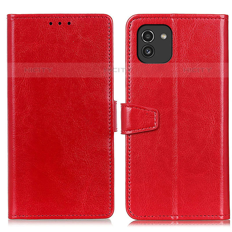 Custodia Portafoglio In Pelle Cover con Supporto A06D per Samsung Galaxy A03 Rosso