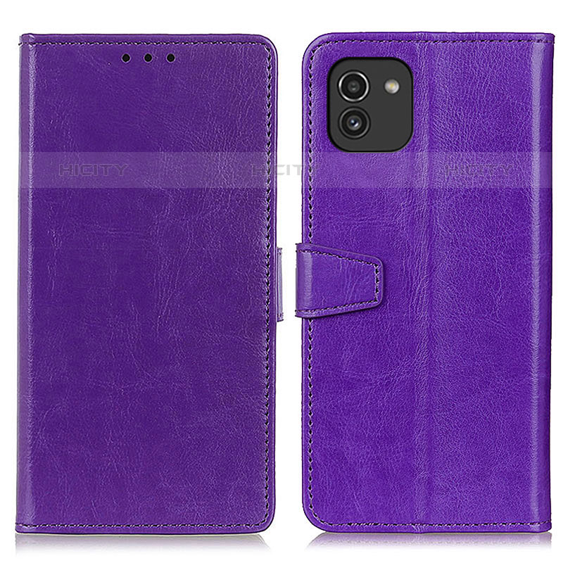 Custodia Portafoglio In Pelle Cover con Supporto A06D per Samsung Galaxy A03 Viola