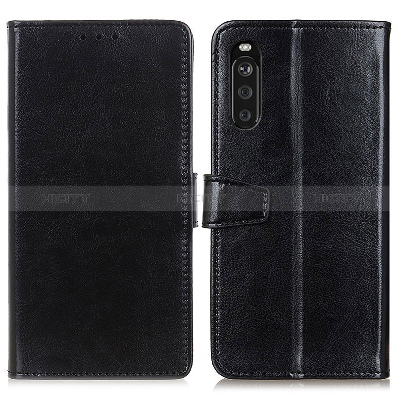 Custodia Portafoglio In Pelle Cover con Supporto A06D per Sony Xperia 10 III SOG04 Nero