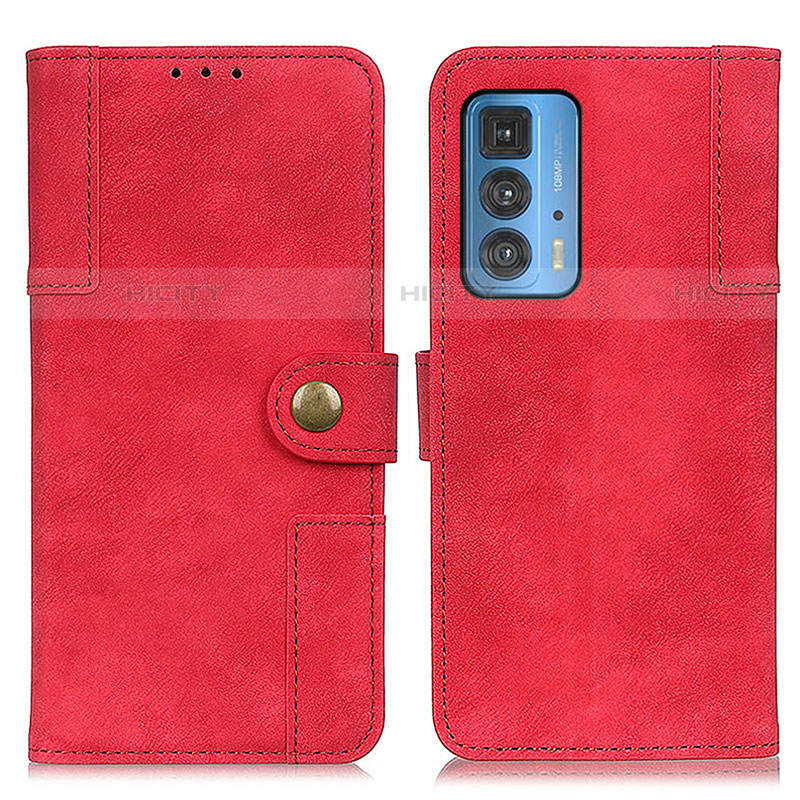 Custodia Portafoglio In Pelle Cover con Supporto A07D per Motorola Moto Edge 20 Pro 5G Rosso