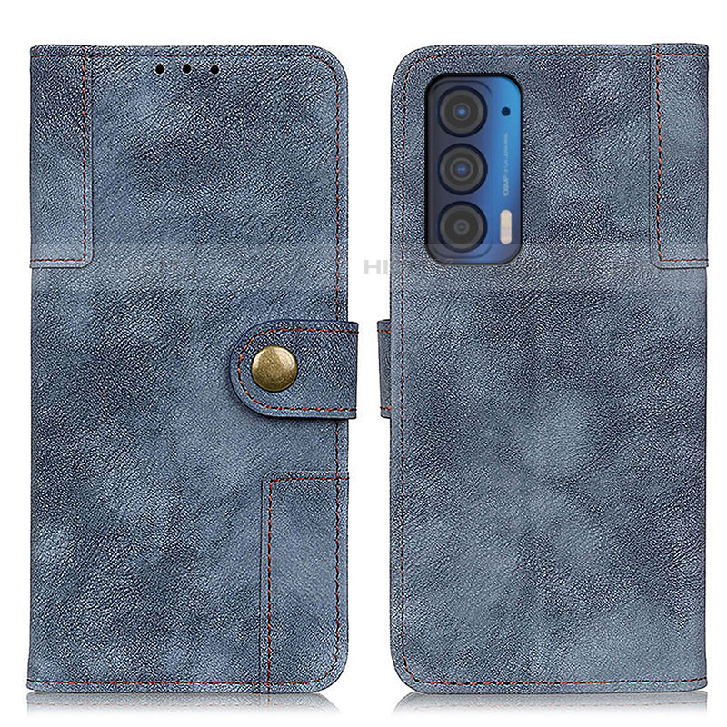 Custodia Portafoglio In Pelle Cover con Supporto A07D per Motorola Moto Edge (2021) 5G Blu