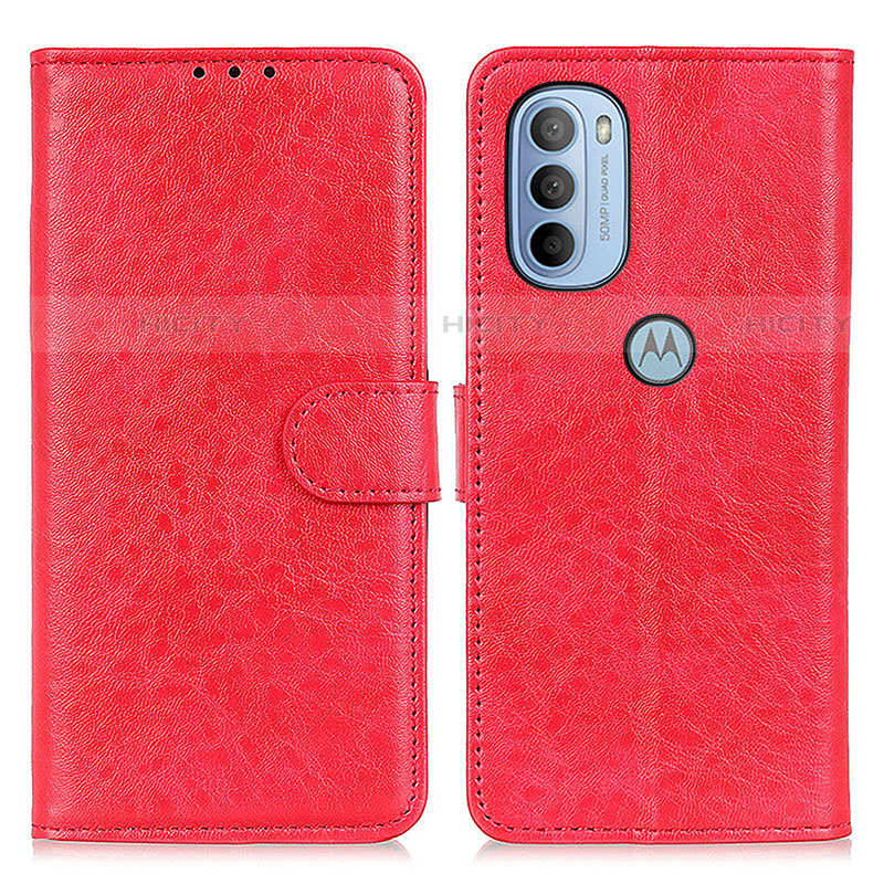 Custodia Portafoglio In Pelle Cover con Supporto A07D per Motorola Moto G41 Rosso