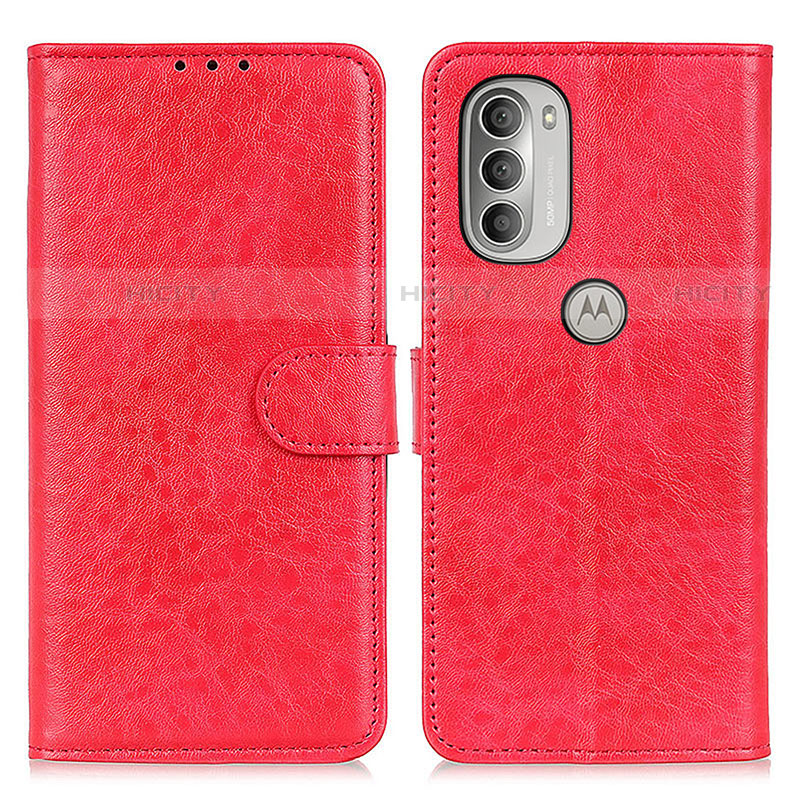 Custodia Portafoglio In Pelle Cover con Supporto A07D per Motorola Moto G51 5G Rosso