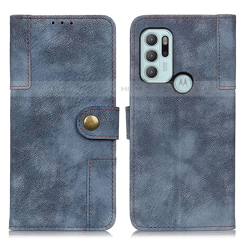 Custodia Portafoglio In Pelle Cover con Supporto A07D per Motorola Moto G60s Blu