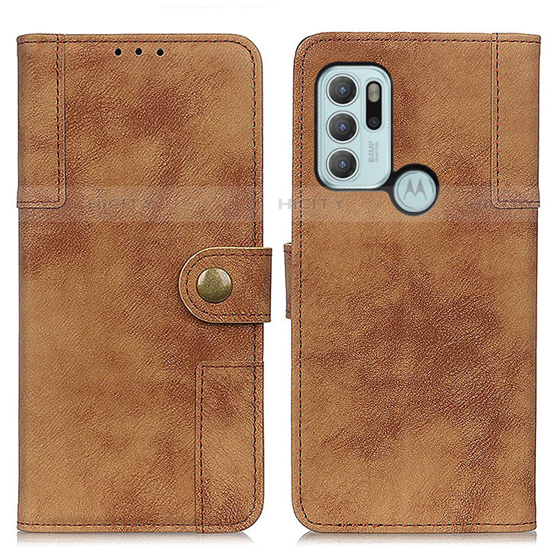 Custodia Portafoglio In Pelle Cover con Supporto A07D per Motorola Moto G60s Marrone