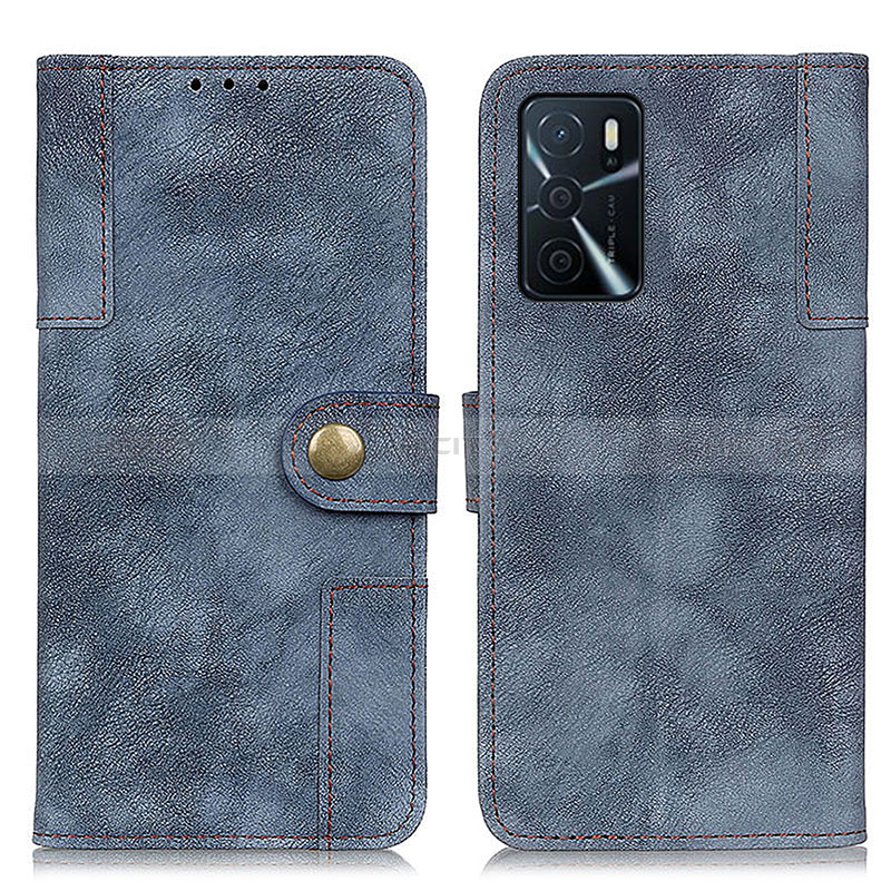 Custodia Portafoglio In Pelle Cover con Supporto A07D per Oppo A16 Blu