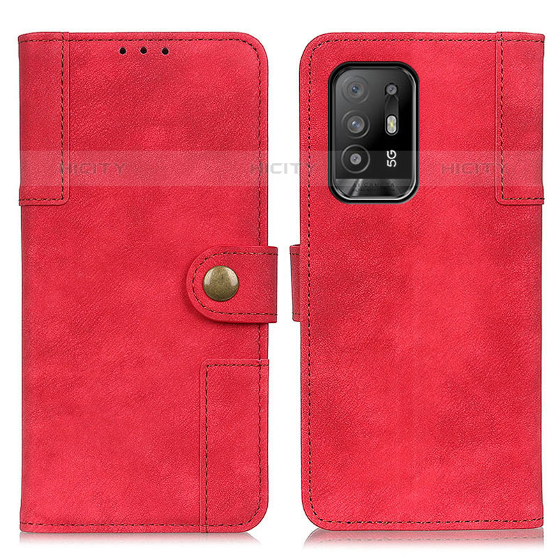 Custodia Portafoglio In Pelle Cover con Supporto A07D per Oppo A94 5G Rosso