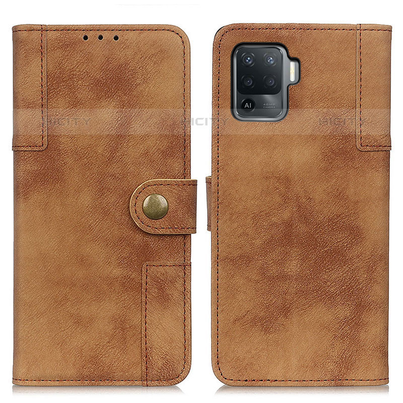 Custodia Portafoglio In Pelle Cover con Supporto A07D per Oppo Reno5 F Marrone