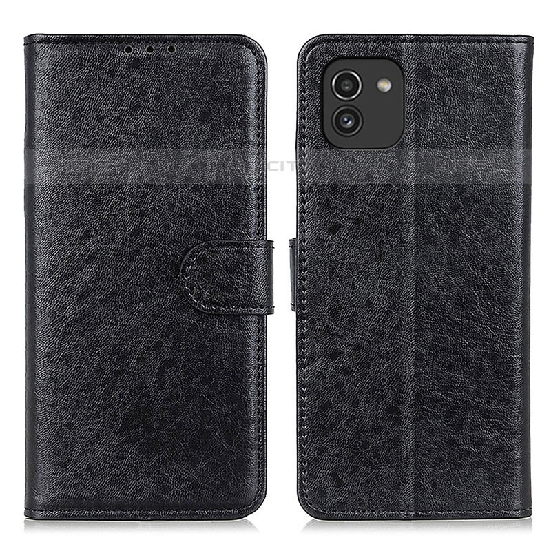 Custodia Portafoglio In Pelle Cover con Supporto A07D per Samsung Galaxy A03 Nero