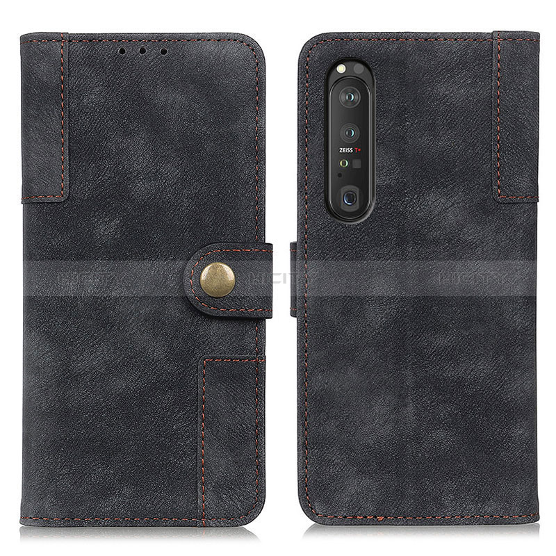 Custodia Portafoglio In Pelle Cover con Supporto A07D per Sony Xperia 1 III Nero