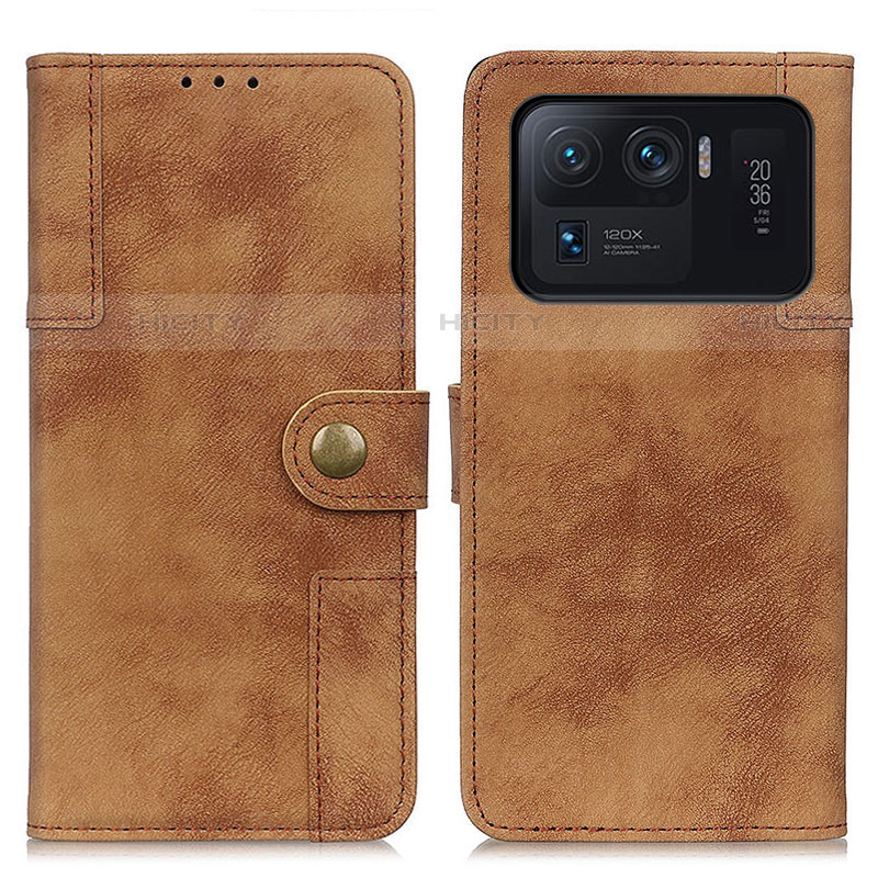 Custodia Portafoglio In Pelle Cover con Supporto A07D per Xiaomi Mi 11 Ultra 5G Marrone