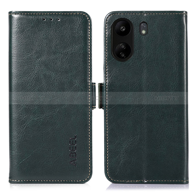 Custodia Portafoglio In Pelle Cover con Supporto A07D per Xiaomi Poco C65 Verde