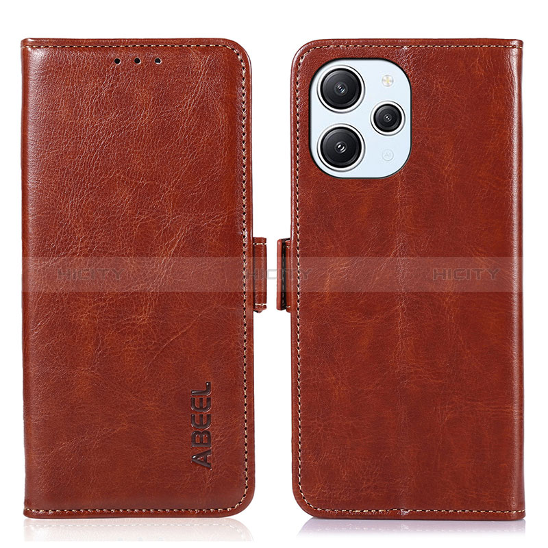 Custodia Portafoglio In Pelle Cover con Supporto A07D per Xiaomi Redmi 12 4G Marrone