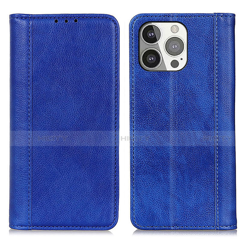 Custodia Portafoglio In Pelle Cover con Supporto A08 per Apple iPhone 14 Pro Blu