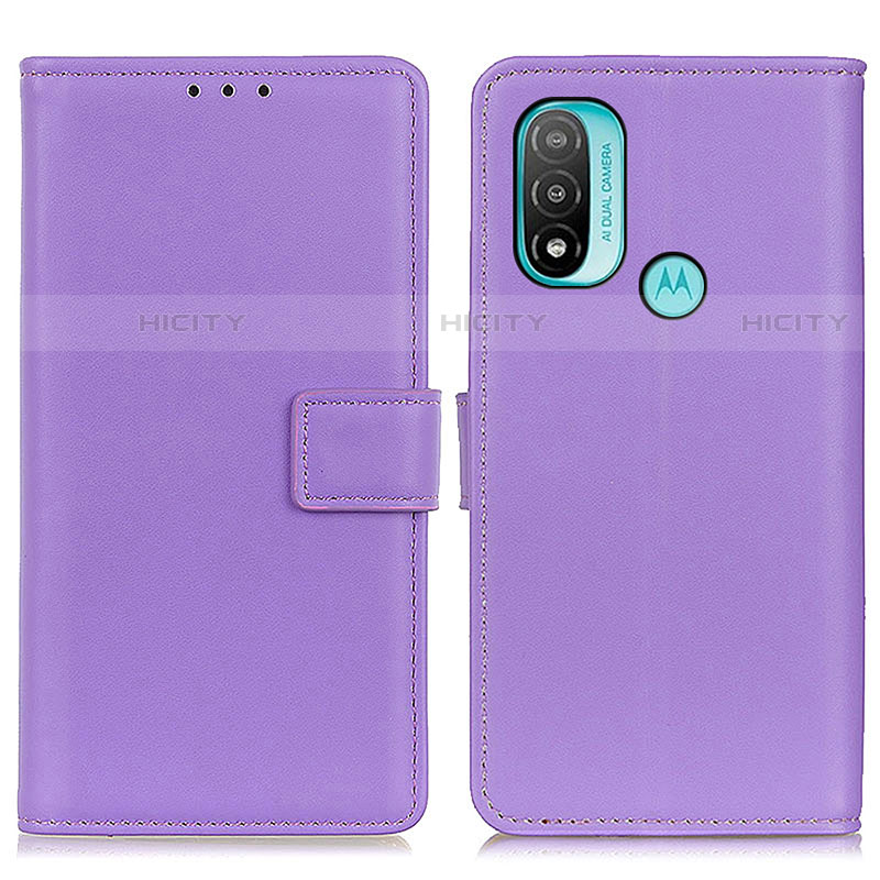 Custodia Portafoglio In Pelle Cover con Supporto A08D per Motorola Moto E20 Viola