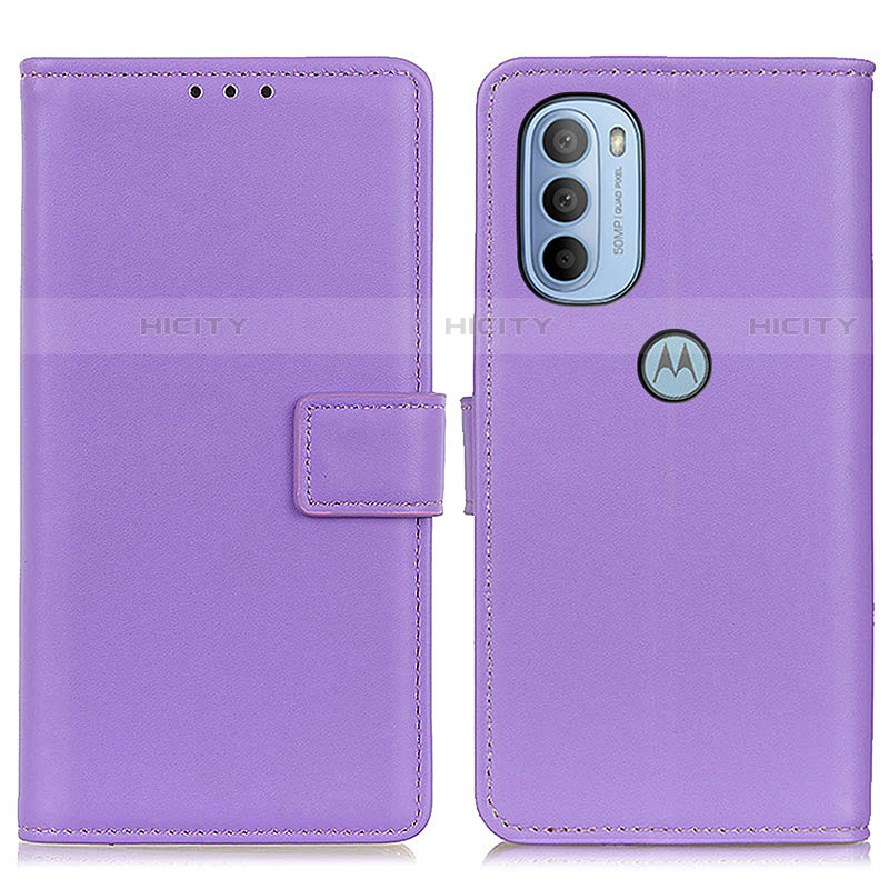 Custodia Portafoglio In Pelle Cover con Supporto A08D per Motorola Moto G31 Viola