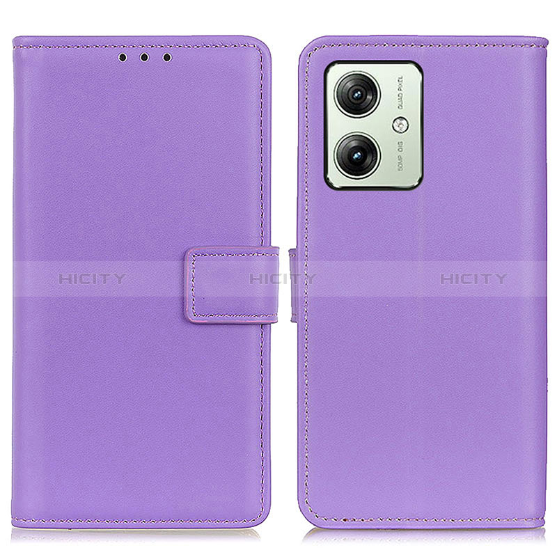 Custodia Portafoglio In Pelle Cover con Supporto A08D per Motorola Moto G54 5G Viola