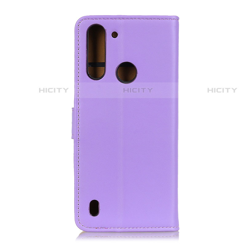 Custodia Portafoglio In Pelle Cover con Supporto A08D per Motorola Moto One Fusion Viola