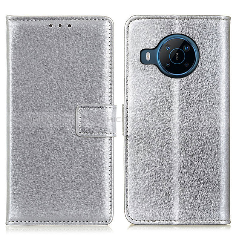 Custodia Portafoglio In Pelle Cover con Supporto A08D per Nokia X100 5G Argento