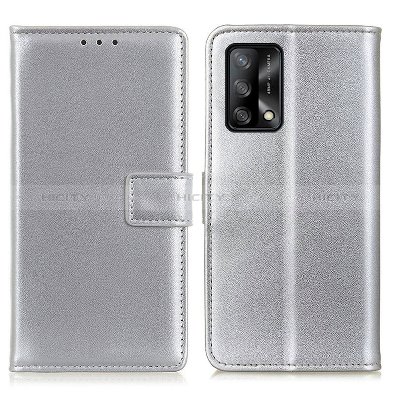 Custodia Portafoglio In Pelle Cover con Supporto A08D per Oppo A95 4G Argento