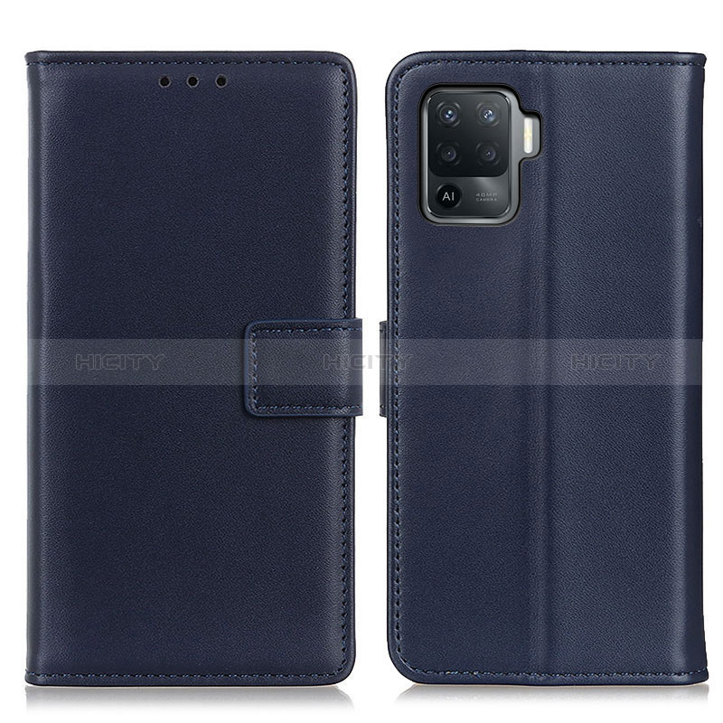 Custodia Portafoglio In Pelle Cover con Supporto A08D per Oppo Reno5 Lite Blu